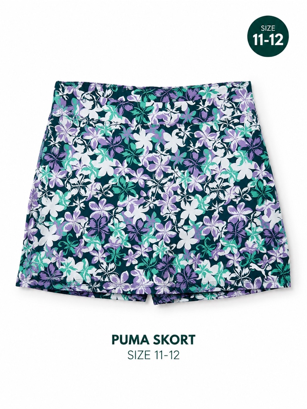 Puma Floral Knit Golf Skort - Green and Purple size 11-12 Nwt